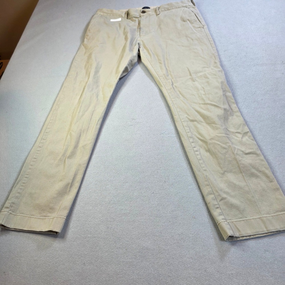 J. Crew Flex Slim Fit Chino Pants Mens 32x30 Khaki Tan Cotton Stretch Stained